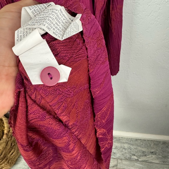 ZARA Jacquard Button Down Long Sleeve Midi Dress With Belt Women’s Large - Picture 9 of 10